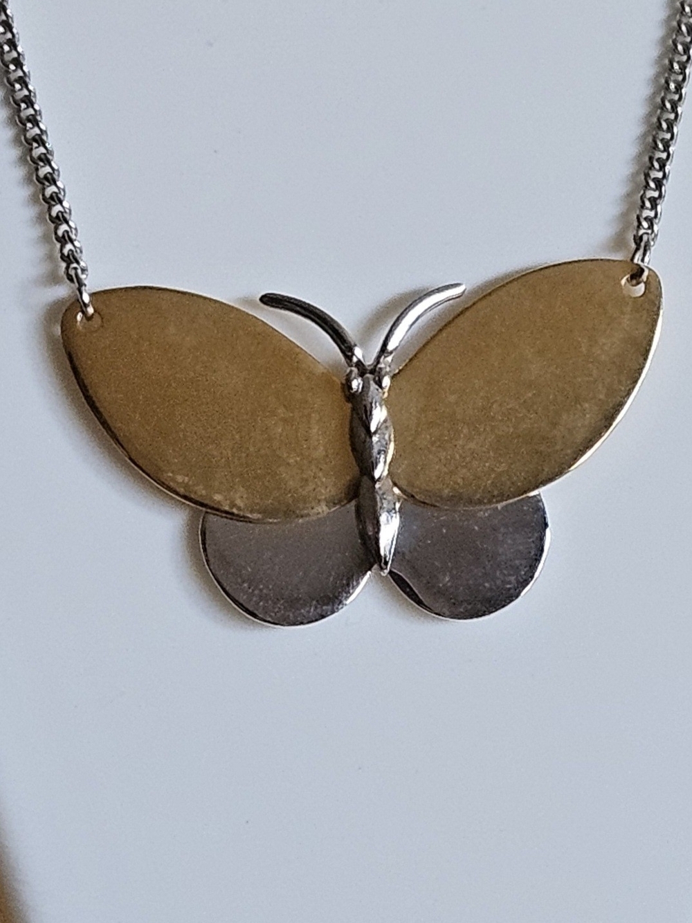 Avon Butterfly Two-Tone Silver and Gold Necklace